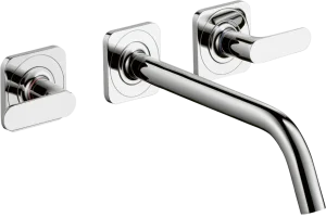 Axor Citterio M 3-hole Basin Mixer For Concealed Installation Wall-mounted With Spout 226 Mm, Lever Handles And Escutcheons Stainless Steel