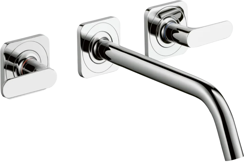 Axor Citterio M 3-hole Basin Mixer For Concealed Installation Wall-mounted With Spout 226 Mm, Lever Handles And Escutcheons Stainless Steel Optic product image - Image 1