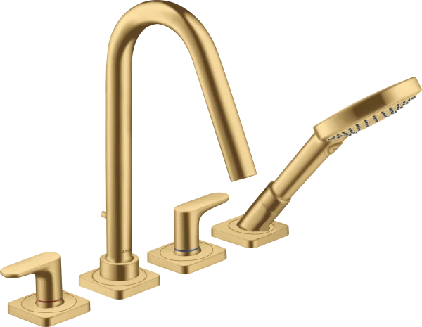 Axor Citterio M 4-hole Tile Mounted Bath Mixer With Lever Handles And Escutcheons Gold Brushed
