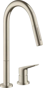 Axor Citterio M 2-hole Single Lever Kitchen Mixer 220 With Pull-out Spray Brushed Nickel