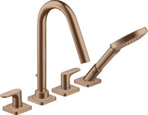 Axor Citterio M 4-hole Tile Mounted Bath Mixer With Lever Handles And Escutcheons Brushed Red Gold