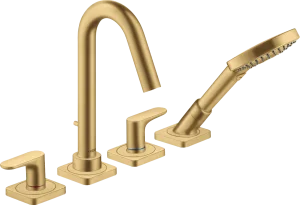 Axor Citterio M 4-hole Rim-mounted Bath Mixer With Lever Handles And Escutcheons Gold Brushed