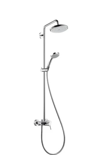 Hansgrohe Croma Showerpipe 220 1jet With Manual Shower Mixer Chrome detail view - Image 2