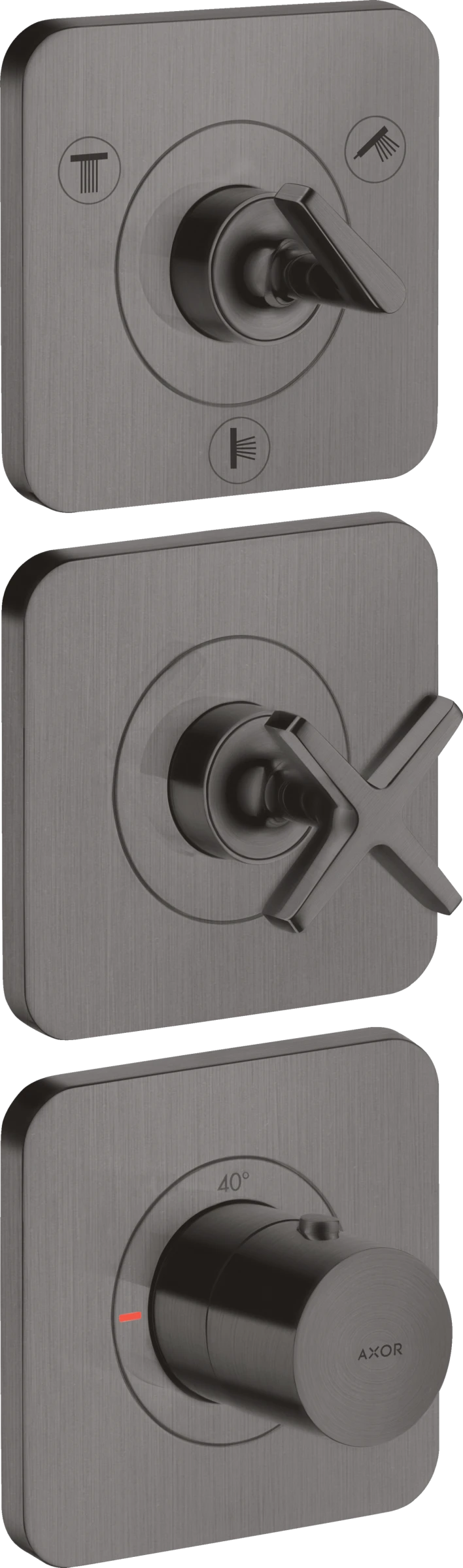 Axor Citterio E Thermostatic Module 380/120 For Concealed Installation For 3 Outlets With Escutcheons Brushed Black Chrome