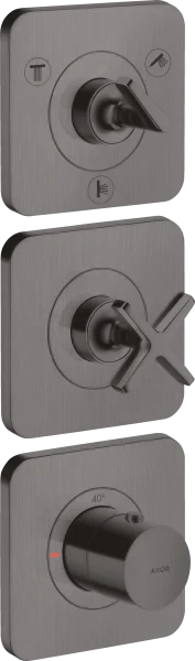 Axor Citterio E Thermostatic Module 380/120 For Concealed Installation For 3 Outlets With Escutcheons Brushed Black Chrome