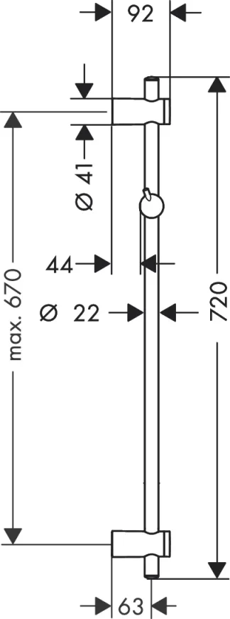 Hansgrohe Unica Shower Rail Reno 72 Cm Chrome detail view - Image 2