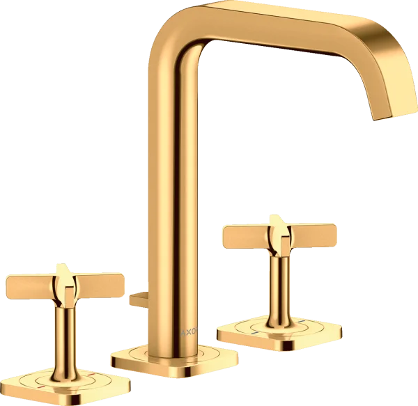 Axor Citterio E 3-hole Basin Mixer 170 With Escutcheons And Pop-up Waste Gold Polished