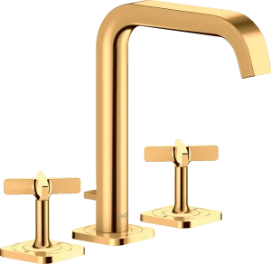 Axor Citterio E 3-hole Basin Mixer 170 With Escutcheons And Pop-up Waste Gold Polished