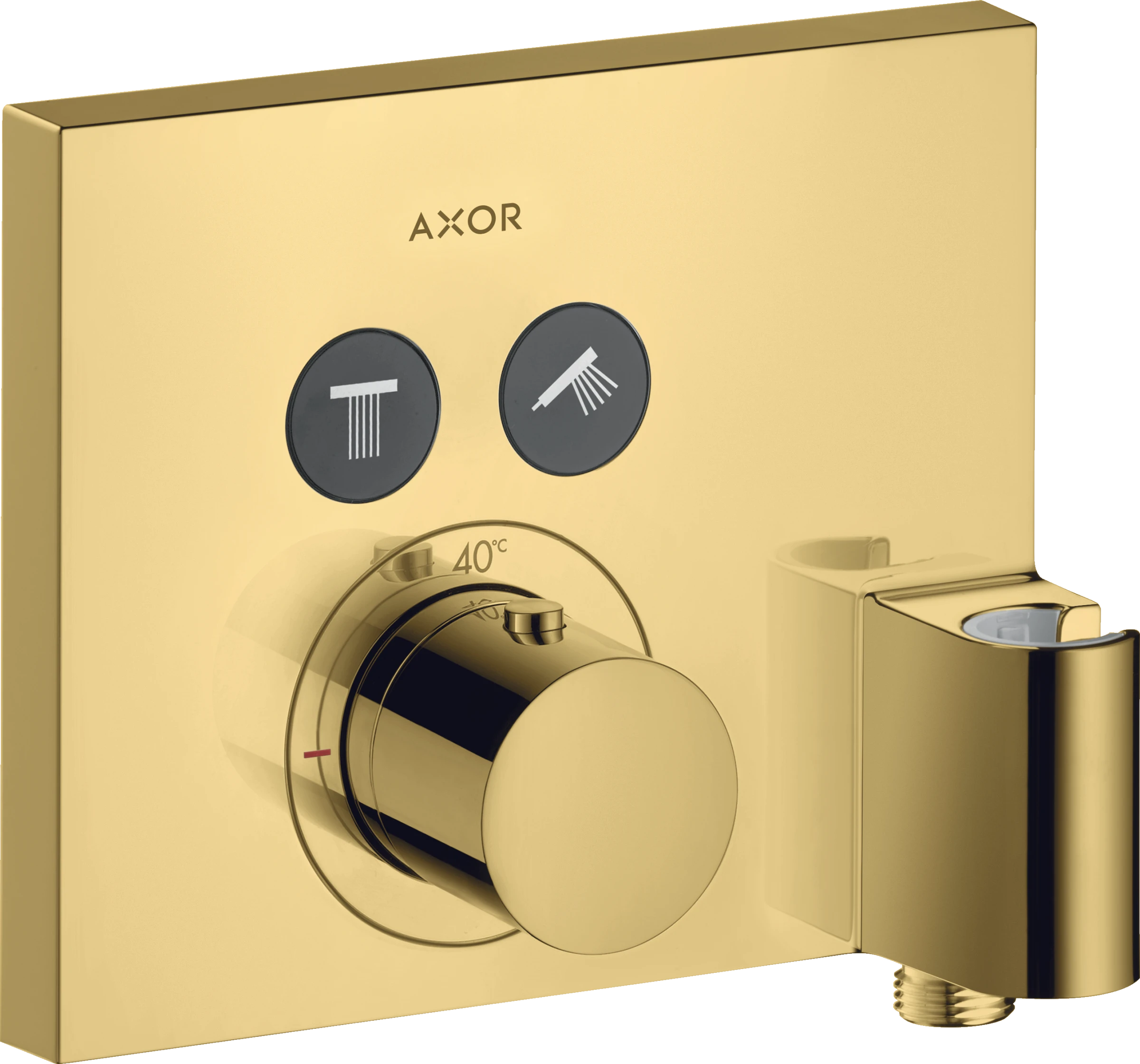 Axor Showerselect Thermostatic Mixer Square For Concealed Installation For 2 Outlets With Wall Outlet And Shower Holder Gold Polished