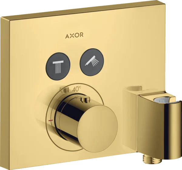 Axor Showerselect Thermostatic Mixer Square For Concealed Installation For 2 Outlets With Wall Outlet And Shower Holder Gold Polished