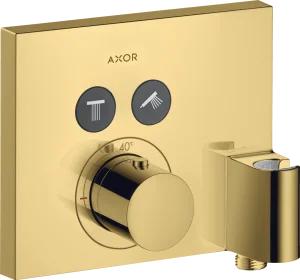 Axor Showerselect Thermostatic Mixer Square For Concealed Installation For 2 Outlets With Wall Outlet And Shower Holder Gold Polished