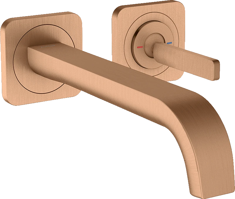 Axor Citterio E Single Lever Basin Mixer Wall-mounted With Pin Handle, Spout 221 Mm And Escutcheons Brushed Bronze