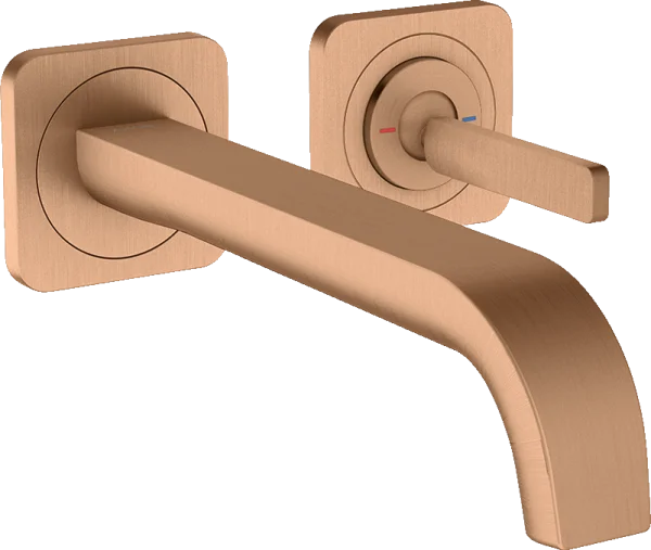 Axor Citterio E Single Lever Basin Mixer Wall-mounted With Pin Handle, Spout 221 Mm And Escutcheons Brushed Bronze