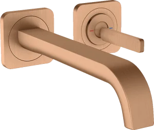 Axor Citterio E Single Lever Basin Mixer Wall-mounted With Pin Handle, Spout 221 Mm And Escutcheons Brushed Bronze