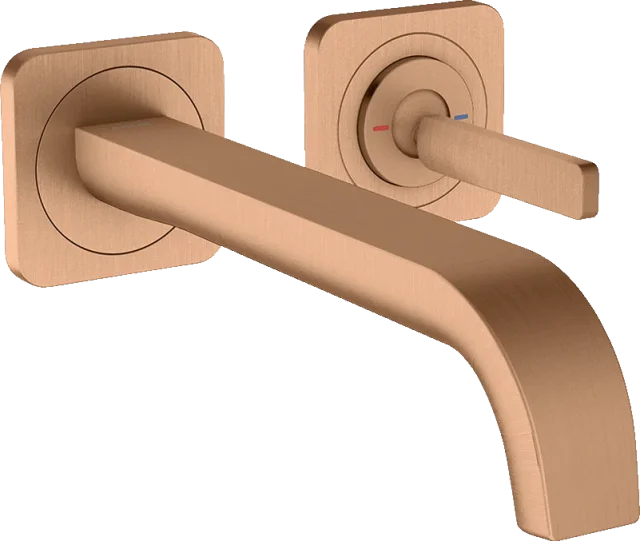 Axor Citterio E Single Lever Basin Mixer Wall-mounted With Pin Handle, Spout 221 Mm And Escutcheons Brushed Bronze product image - Image 1