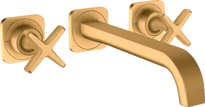 Axor Citterio E 3-hole Basin Mixer For Concealed Installation Wall-mounted With Spout 220 Mm And Escutcheons Gold Brushed
