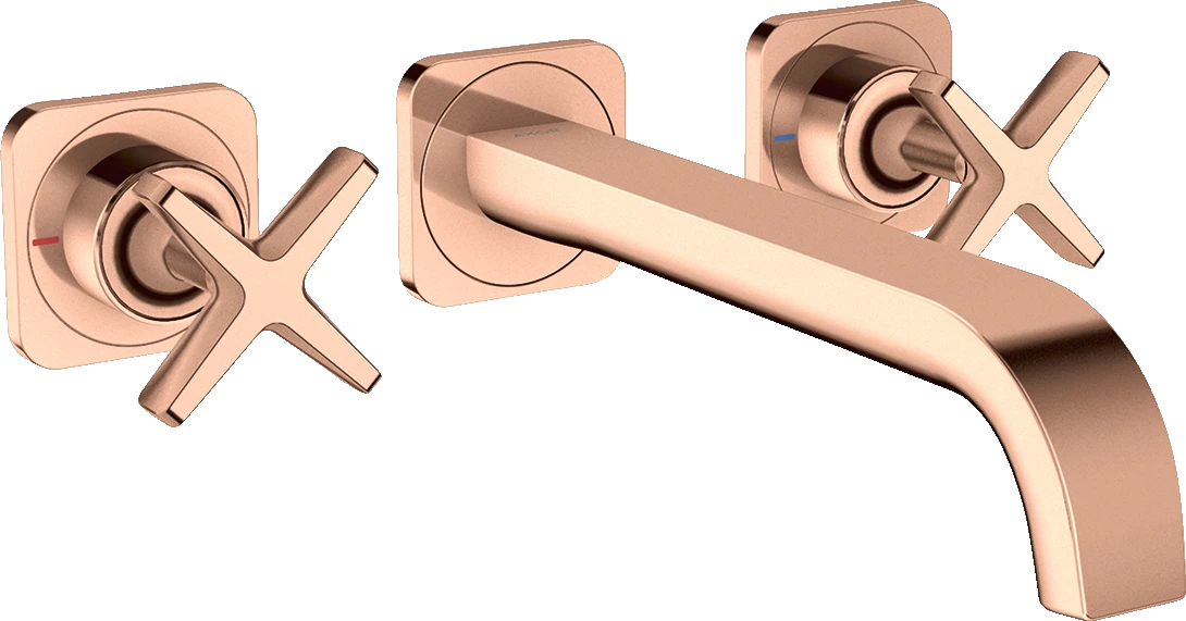 Axor Citterio E 3-hole Basin Mixer For Concealed Installation Wall-mounted With Spout 220 Mm And Escutcheons Polished Red Gold