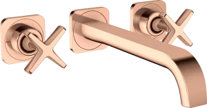 Axor Citterio E 3-hole Basin Mixer For Concealed Installation Wall-mounted With Spout 220 Mm And Escutcheons Polished Red Gold