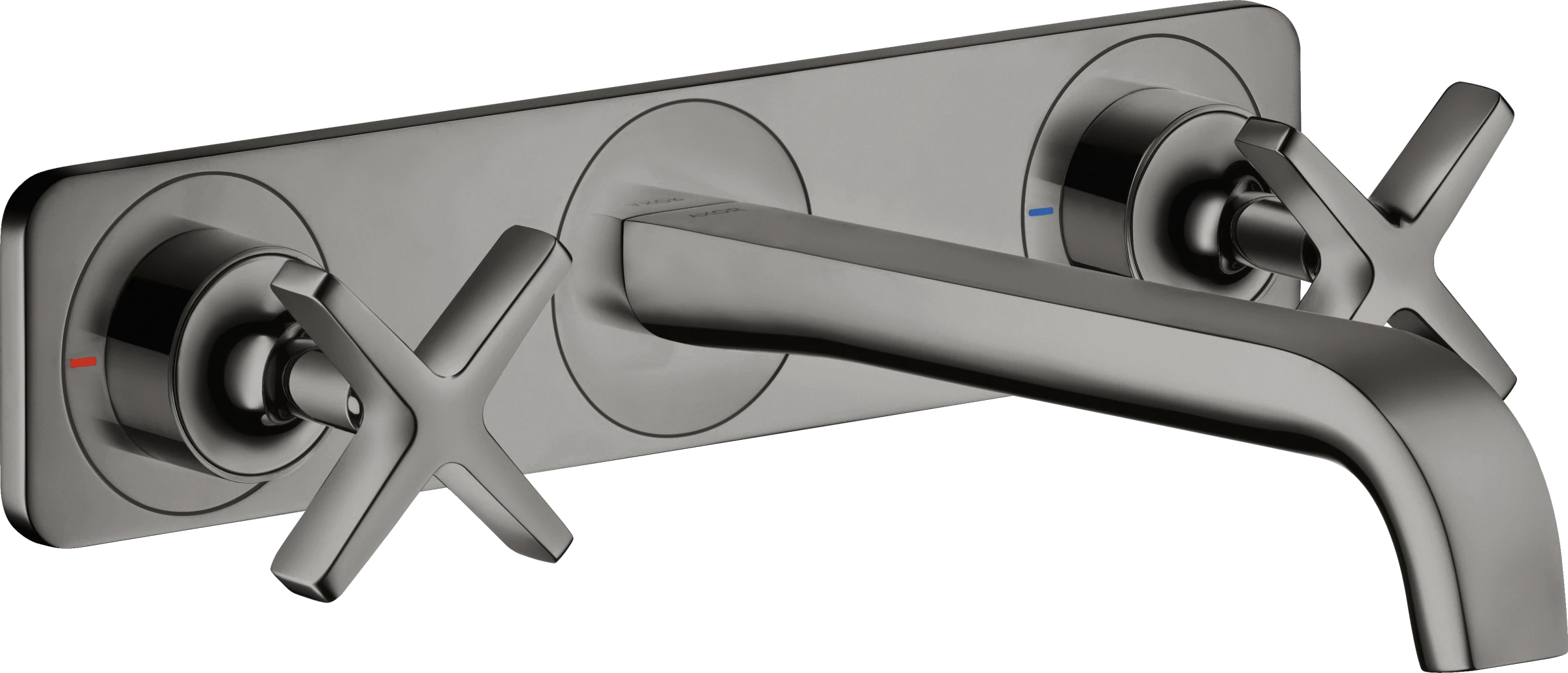 Axor Citterio E 3-hole Basin Mixer For Concealed Installation Wall-mounted With Spout 220 Mm And Plate Polished Black Chrome