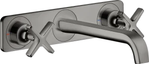 Axor Citterio E 3-hole Basin Mixer For Concealed Installation Wall-mounted With Spout 220 Mm And Plate Polished Black Chrome