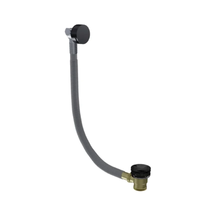 Ava Extended Round Bath Overflow Filler - Brushed Black detail view - Image 2