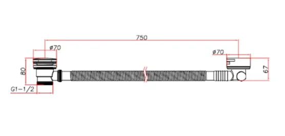 Ava Extended Round Bath Overflow Filler - Brushed Black technical drawing - Image 3