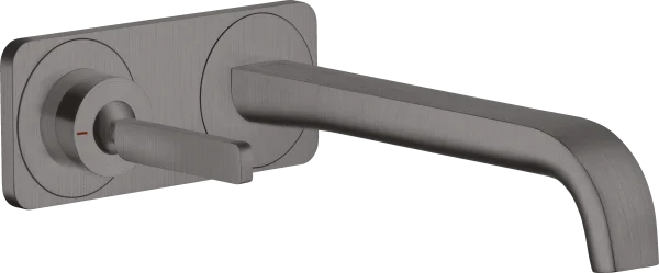 Axor Citterio E Single Lever Basin Mixer Wall-mounted With Pin Handle, Spout 221 Mm And Plate Brushed Black Chrome