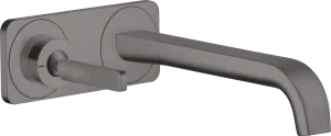 Axor Citterio E Single Lever Basin Mixer Wall-mounted With Pin Handle, Spout 221 Mm And Plate Brushed Black Chrome
