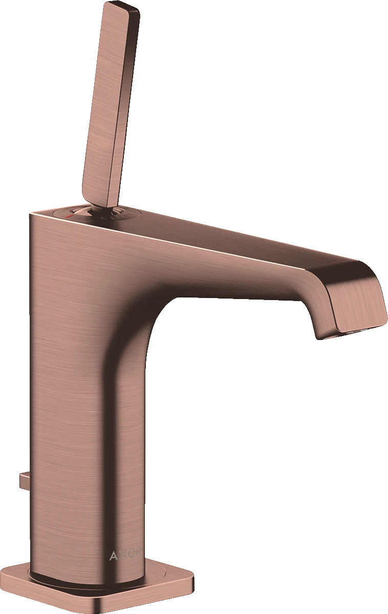 Axor Citterio E Single Lever Basin Mixer 130 With Pin Handle And Pop-up Waste Brushed Red Gold