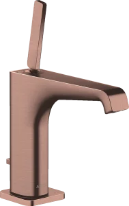 Axor Citterio E Single Lever Basin Mixer 130 With Pin Handle And Pop-up Waste Brushed Red Gold
