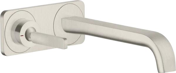 Axor Citterio E Single Lever Basin Mixer Wall-mounted With Pin Handle, Spout 221 Mm And Plate Stainless Steel
