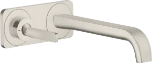 Axor Citterio E Single Lever Basin Mixer Wall-mounted With Pin Handle, Spout 221 Mm And Plate Stainless Steel