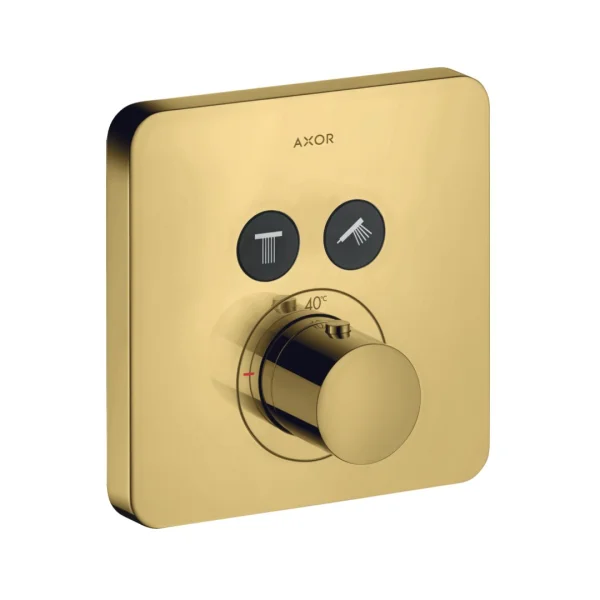 Axor Showersolutions Thermostatic Mixer Softsquare For Concealed Installation For 2 Outlets Gold Polished