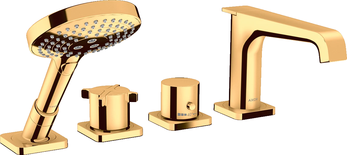 Axor Citterio E 4-hole Rim-mounted Thermostatic Bath Mixer Gold Polished