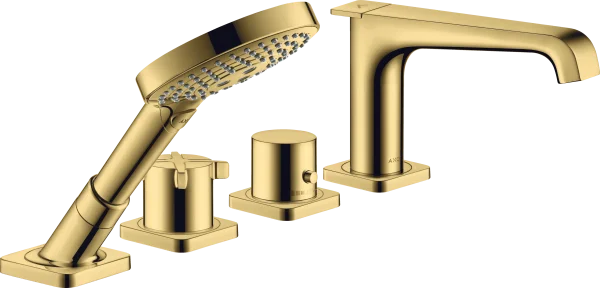 Axor Citterio E 4-hole Tile Mounted Thermostatic Bath Mixer Gold Polished