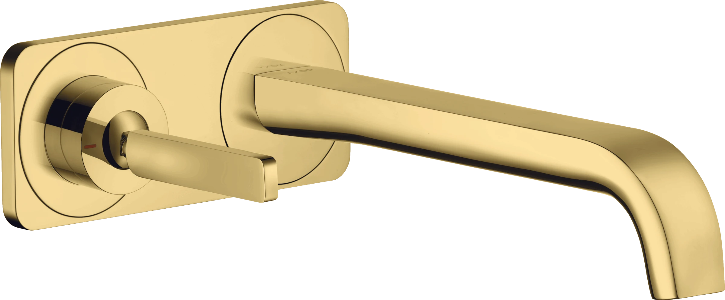Axor Citterio E Single Lever Basin Mixer Wall-mounted With Pin Handle, Spout 221 Mm And Plate Gold Polished