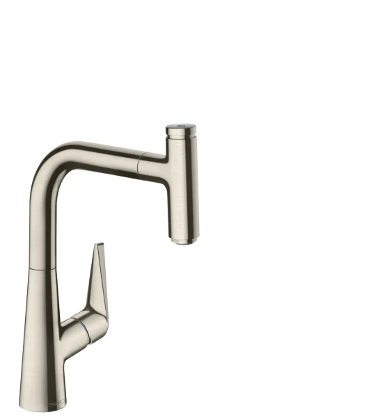 Hansgrohe Talis Select M51 Single Lever Kitchen Mixer 220 With Pull-out Spout, Single Spray Mode Stainless Steel