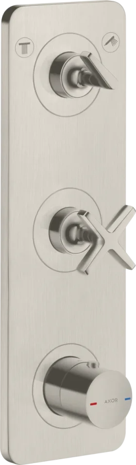 Axor Citterio E Thermostatic Module 380/120 For Concealed Installation For 2 Outlets With Plate Stainless Steel Optic product image - Image 1
