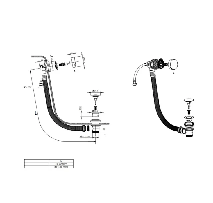 Crosswater Bath Click Clack Waste & Filler Brushed Brass detail view - Image 4