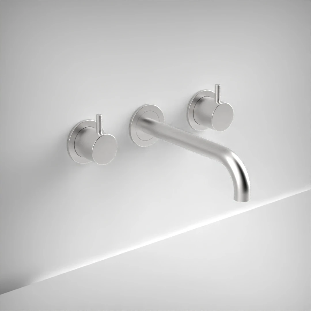 Ava Trend 3 Hole Wall Mounted Basin Mixer W/ Flanges (not Compatible With Backplate) - Brushed Stainless Steel