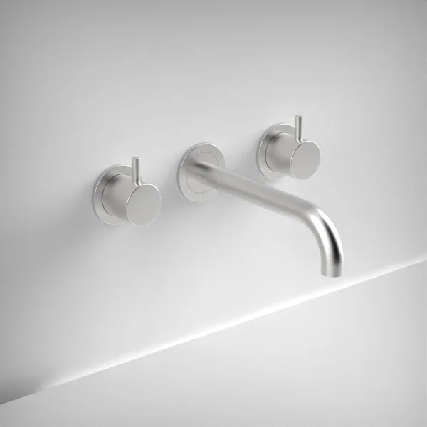 Ava Trend 3 Hole Wall Mounted Basin Mixer W/ Flanges (not Compatible With Backplate) - Brushed Stainless Steel