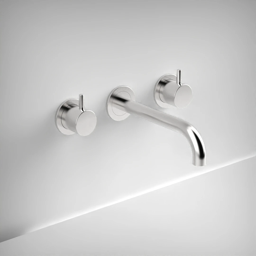 Ava Trend 3 Hole Wall Mounted Basin Mixer W/ Flanges (not Compatible With Backplate) - Polished Stainless Steel