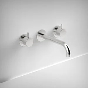 Ava Trend 3 Hole Wall Mounted Basin Mixer W/ Flanges (not Compatible With Backplate) - Polished Stainless Steel