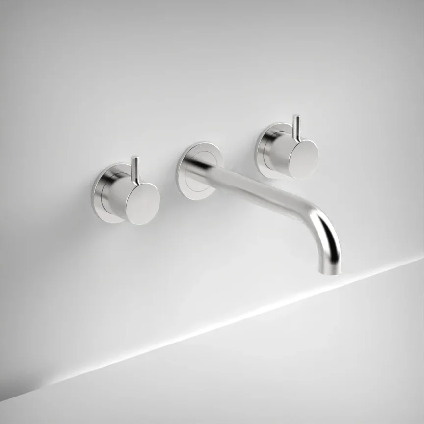 Ava Trend 3 Hole Wall Mounted Basin Mixer W/ Flanges (not Compatible With Backplate) - Polished Stainless Steel product image - Image 1