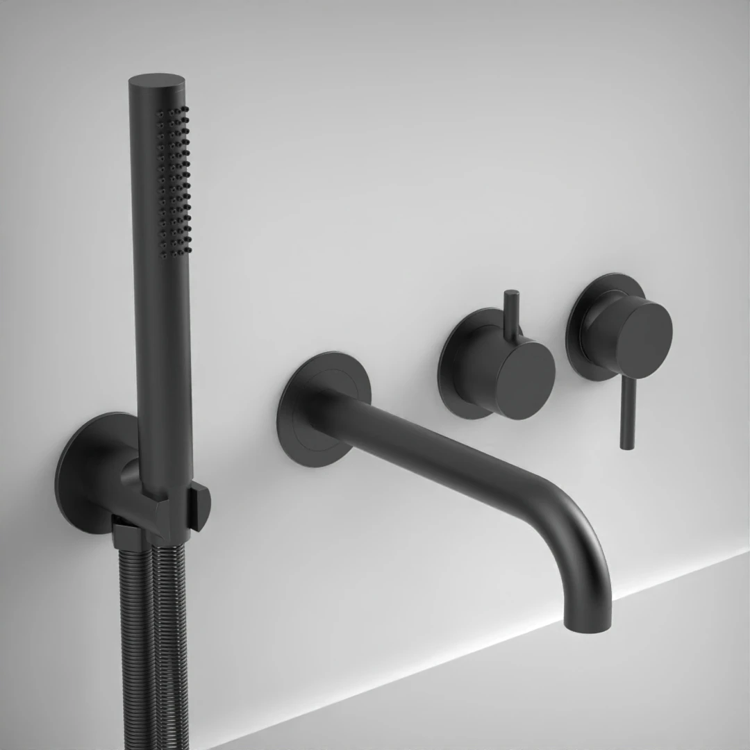 Ava Trend Thermostatic 4 Hole Wall Mounted Bath Shower Mixer 3.0 (not Compatible With Backplate) - Brushed Black