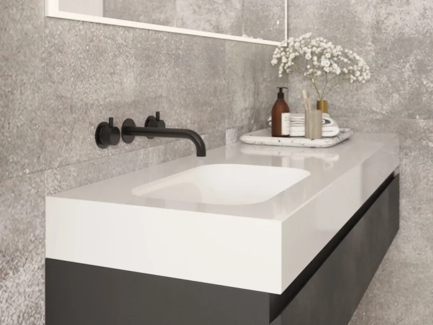 Ava Trend 2 Hole Wall Mounted Basin Mixer W/ Flanges 3.0 (not Compatible With Backplate) - Brushed Black detail view - Image 4