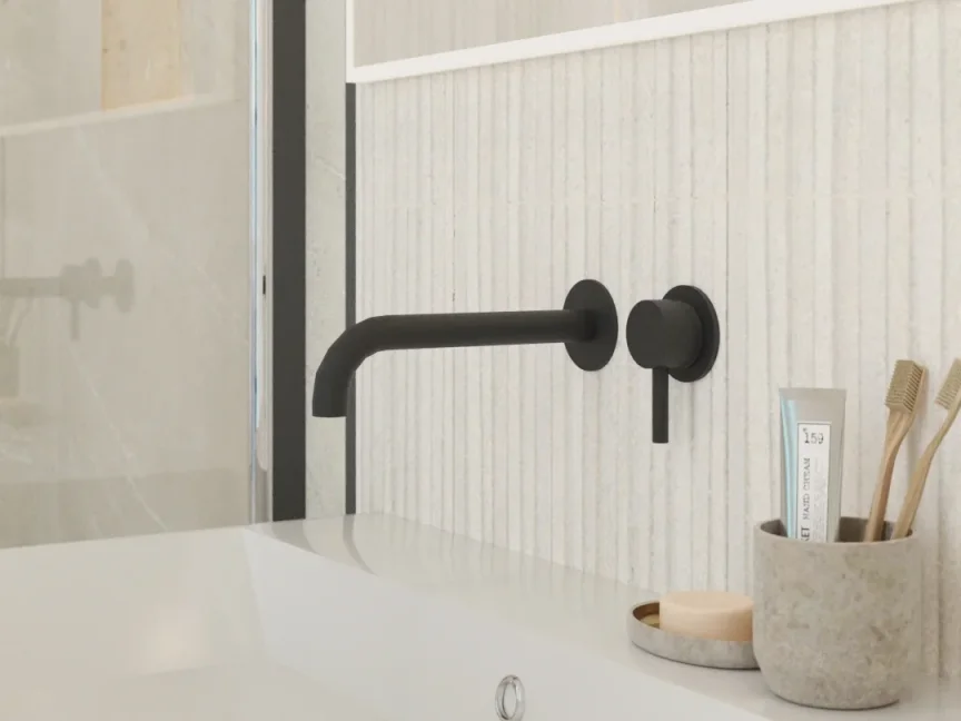 Ava Trend 2 Hole Wall Mounted Basin Mixer W/ Flanges 3.0 (not Compatible With Backplate) - Brushed Black detail view - Image 7