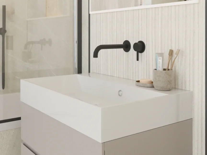 Ava Trend 2 Hole Wall Mounted Basin Mixer W/ Flanges 3.0 (not Compatible With Backplate) - Brushed Black detail view - Image 8