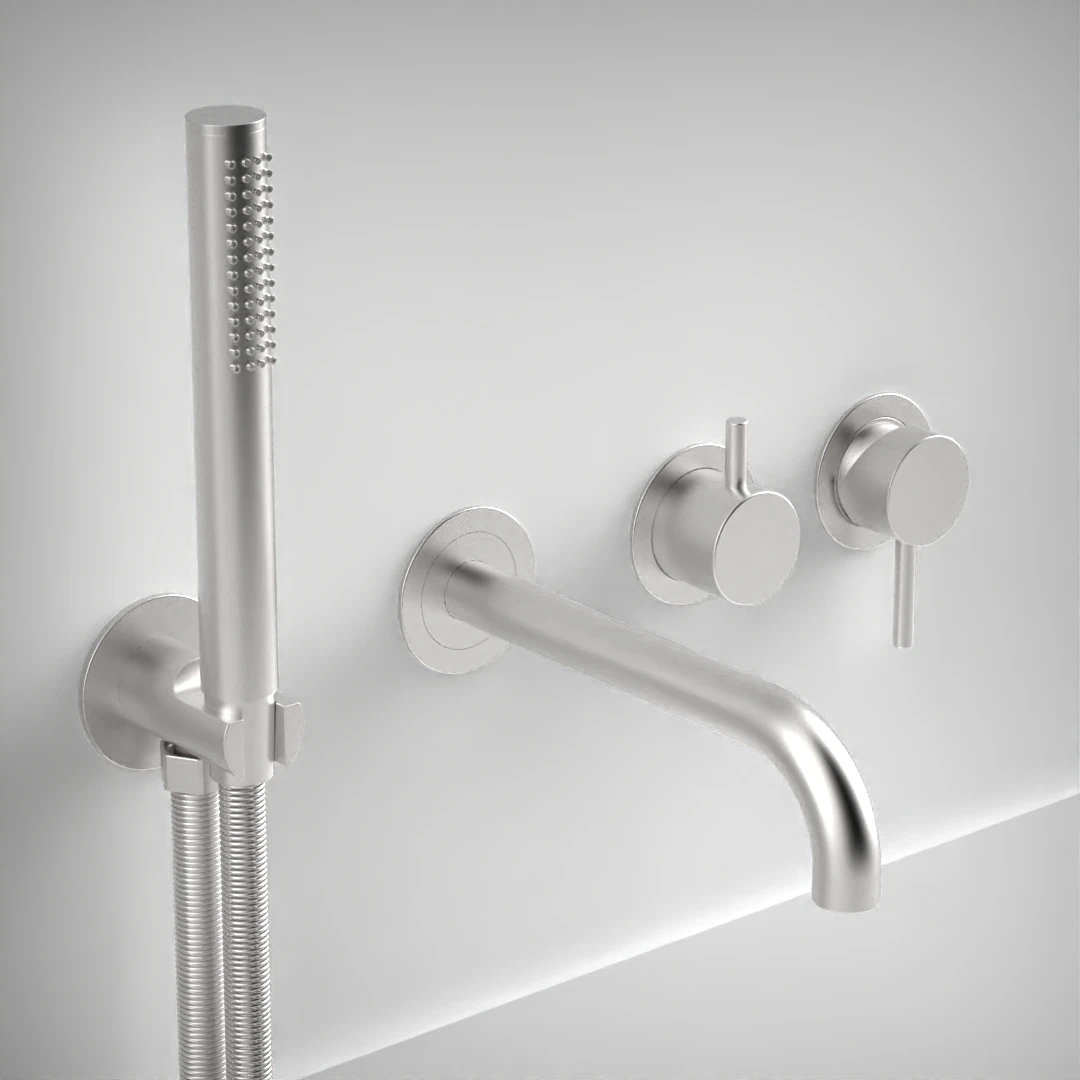 Ava Trend Thermostatic 4 Hole Wall Mounted Bath Shower Mixer 3.0 (not Compatible With Backplate) - Brushed Stainless Steel