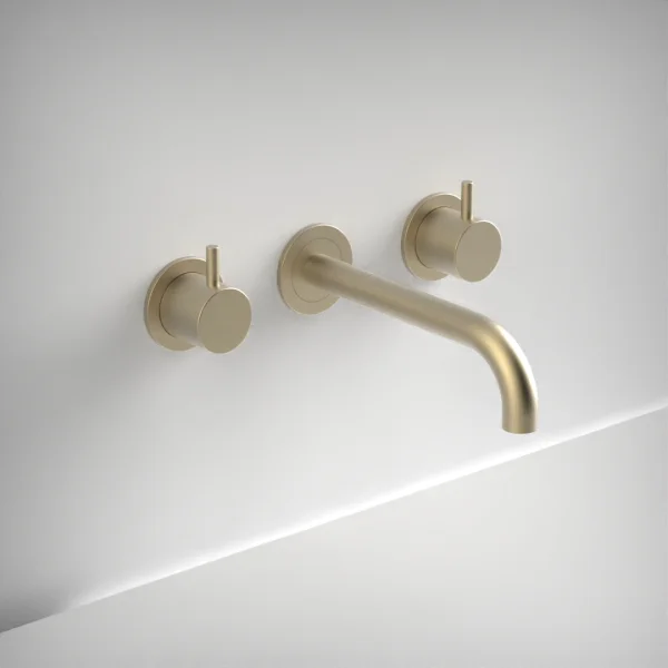 Ava Trend 3 Hole Wall Mounted Basin Mixer W/ Flanges (not Compatible With Backplate) - Brushed Brass